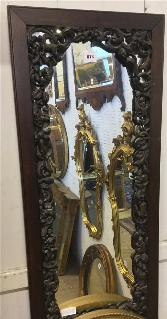 Dressing mirror with carved oak frame